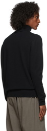 We11done Black Cashmere Embossed Logo Turtleneck