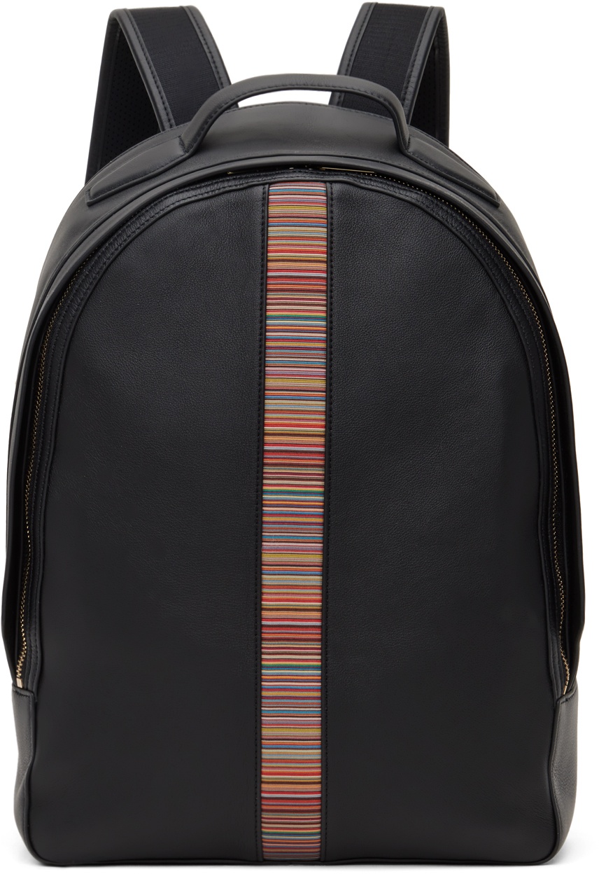 Photo: Paul Smith Black Leather Signature Stripe Backpack
