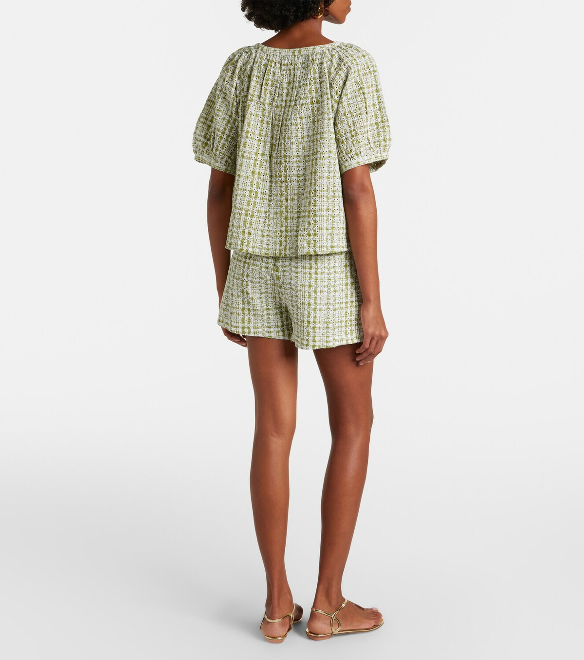 Velvet Daniela embroidered cotton-blend shorts