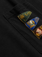 KAPITAL - Pennant Printed Cotton-Jersey T-Shirt - Black