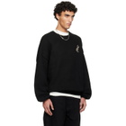 Fear of God ESSENTIALS Black Holiday Embroidered Merino Crewneck Sweater