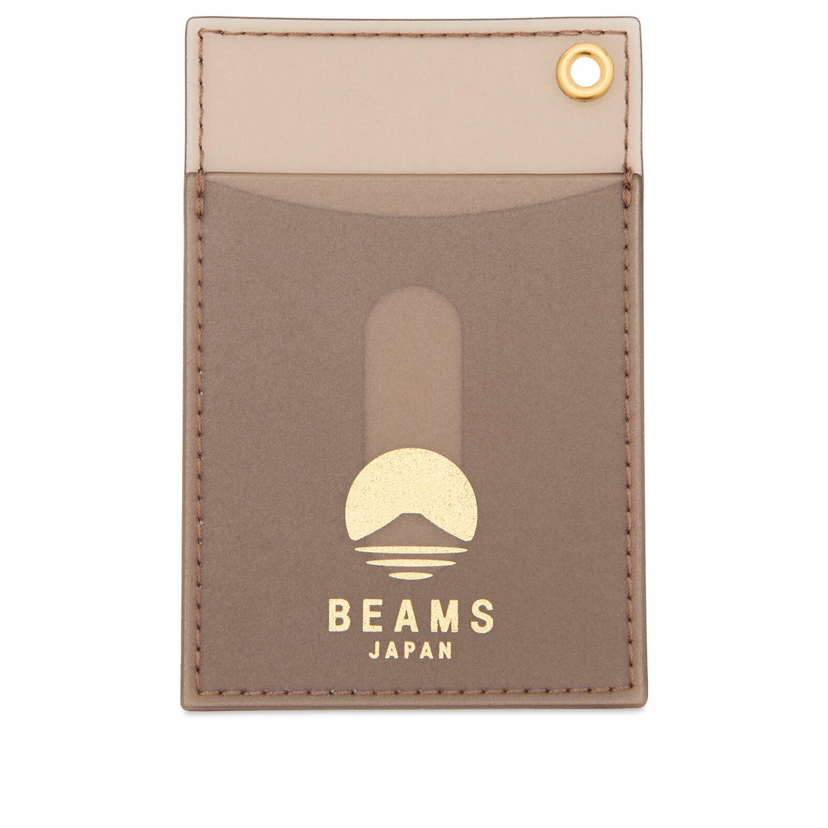 BEAMS JAPAN Logo Card Case in Brown 