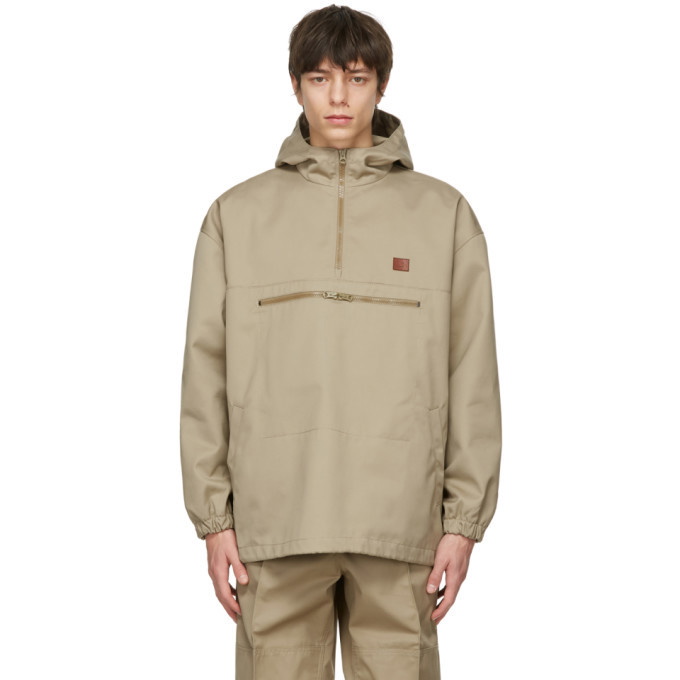 Photo: Acne Studios Beige Twill Hooded Anorak Jacket