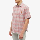 Loewe Men's Short Sleeve Check Shirt in Pink/Brown