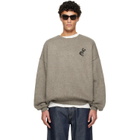 Fear of God ESSENTIALS Brown Holiday Embroidered Merino Crewneck Sweater