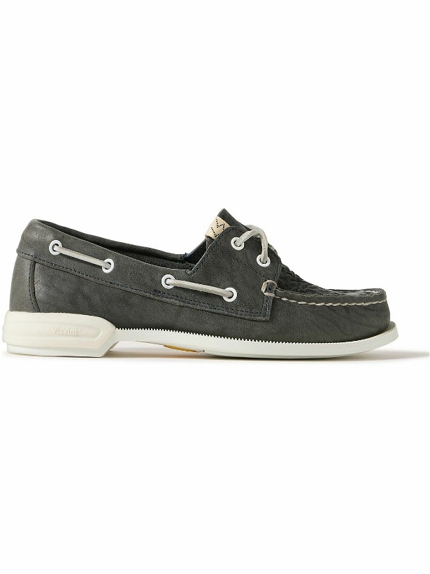 Photo: Visvim - Americana II Eye-Folk Textured-Leather Boat Shoes - Gray