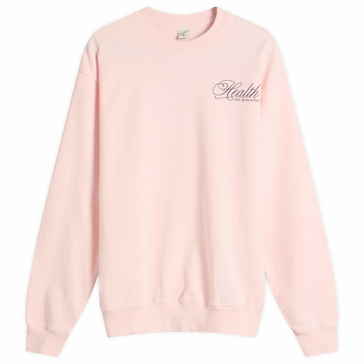 Photo: Sporty & Rich Women's Health Script Crew Sweatshirt in Pink Dolphin