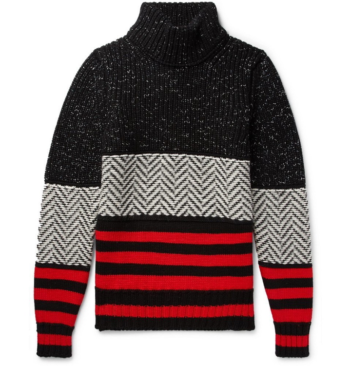 Photo: Burberry - Intarsia Striped Wool-Blend Rollneck Sweater - Men - Black