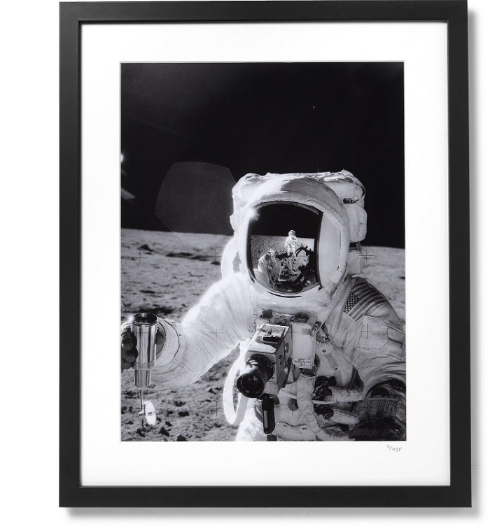 Photo: Sonic Editions - Framed 1969 Alan L. Bean on the Moon Print, 17" x 21" - Black