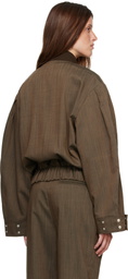 GANNI Brown Wool Melange Bomber Jacket