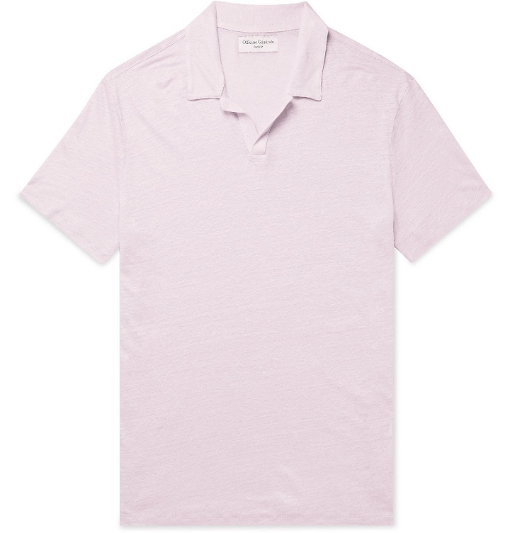 Photo: Officine Générale - Simon Garment-Dyed Linen Polo Shirt - Purple