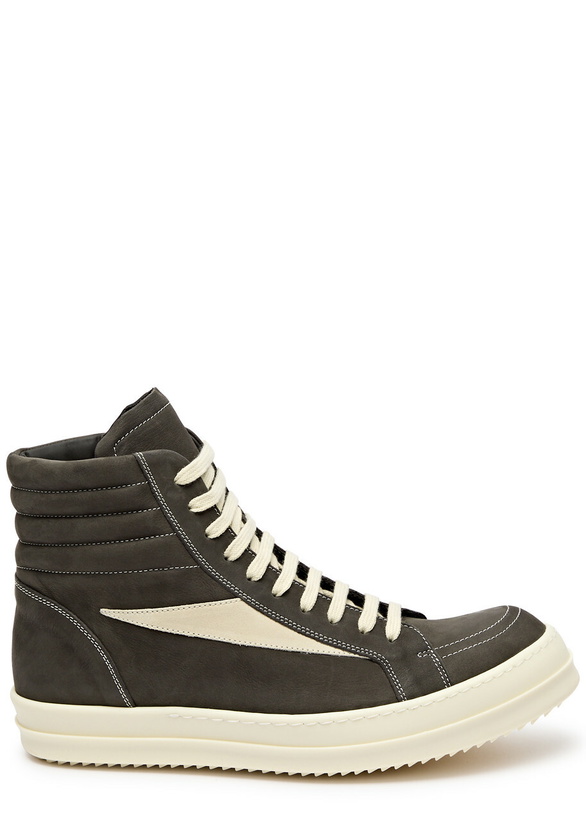 Photo: Rick Owens Vintage Panelled Nubuck Hi-top Sneakers Grey