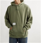 WTAPS - Academy Appliquéd Logo-Print Fleece-Back Cotton-Blend Jersey Hoodie - Green