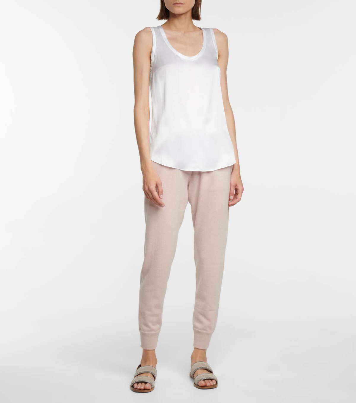 Brunello Cucinelli Stretch-silk satin tank top