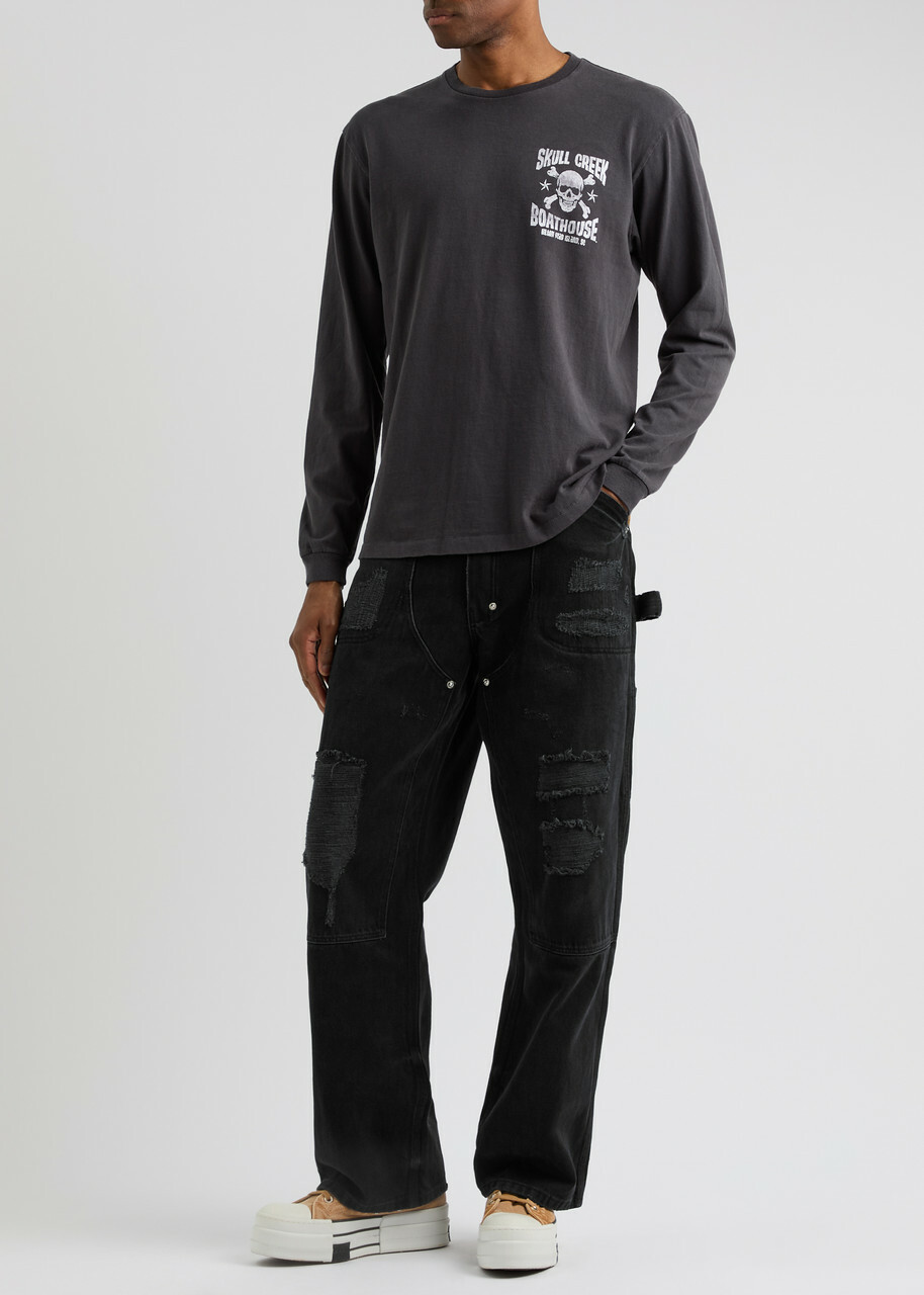 Gallery Dept. Branko Distressed Straight-leg Jeans Black