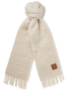 Loewe - Logo-Appliquéd Fringed Mohair and Wool-Blend Scarf