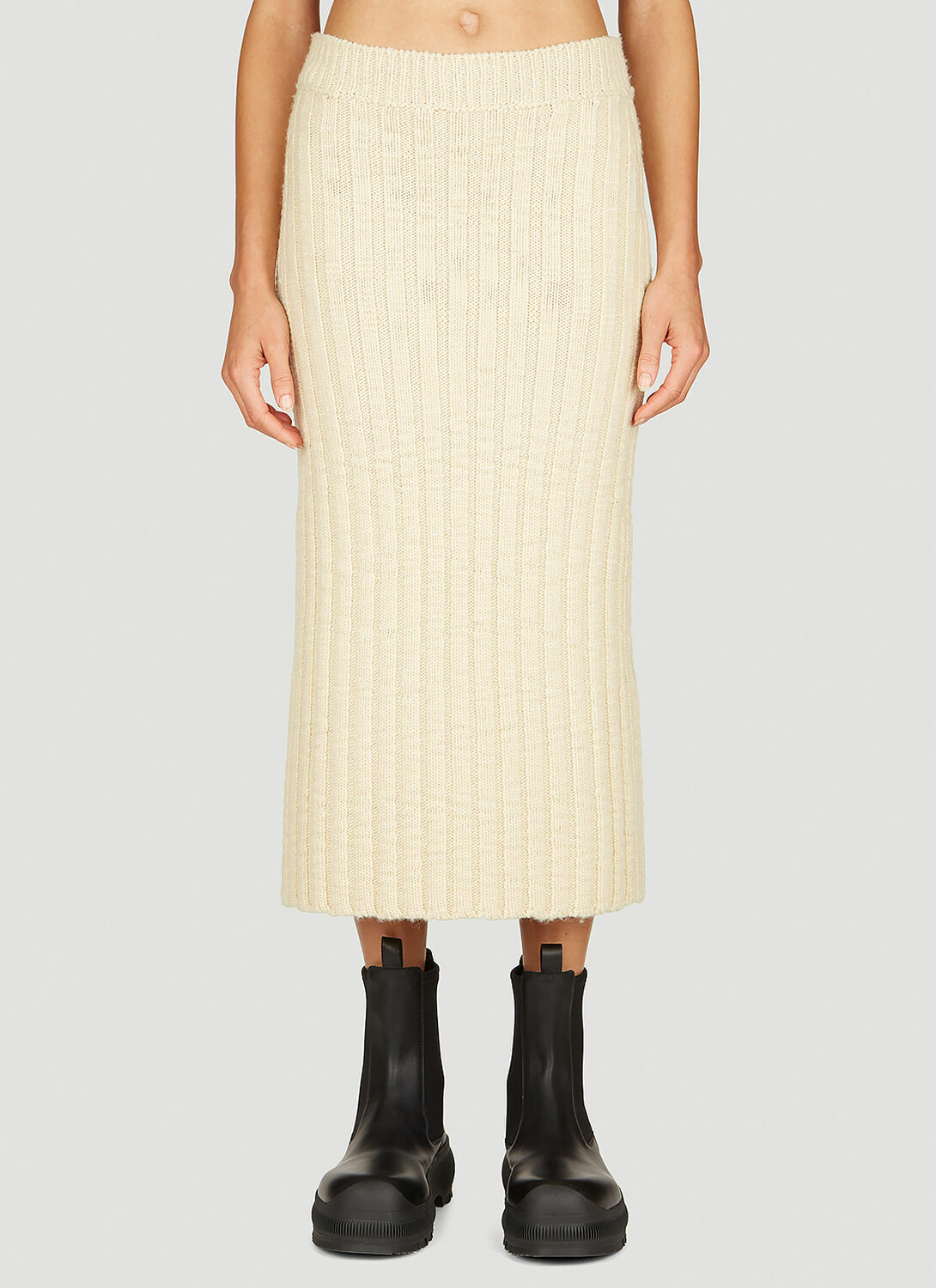 Jil Sander+ Wool Rib Midi Skirt