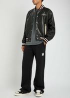 Amiri Club Amiri Appliquéd Leather Varsity Jacket Black