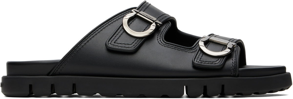 Ferragamo Black Double-Strap Sandals