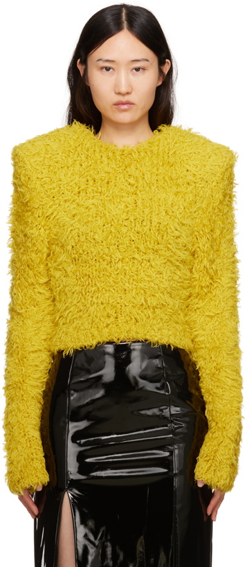 Photo: GCDS Yellow Padded Shoulders Sweater