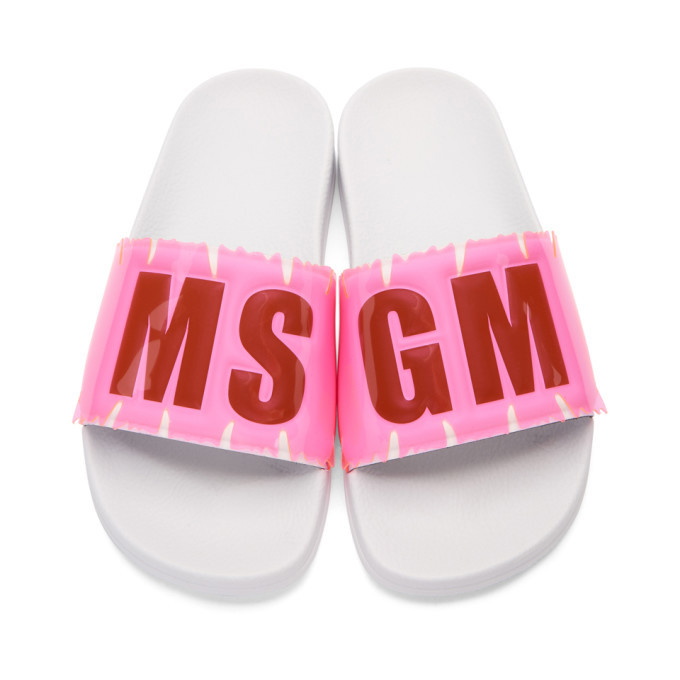 MSGM logo-embossed slides - White