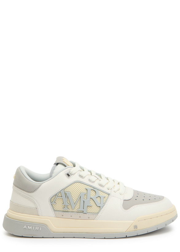Photo: Amiri Classic Panelled Grained Leather Sneakers Grey