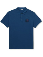Moncler - Logo-Embroidered Cotton-Piqué Polo Shirt - Blue