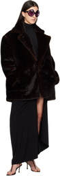 Coperni Brown Notched Lapel Faux-Fur Coat