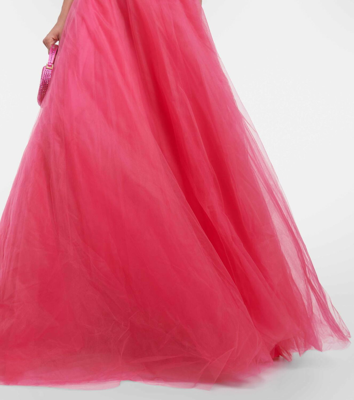 Costarellos Floral-embroidered Tulle Gown in Pink