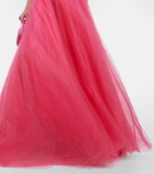 Costarellos Cassandra caped tulle gown