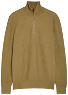 Boss Textured Half-zip Cotton Jumper Khaki