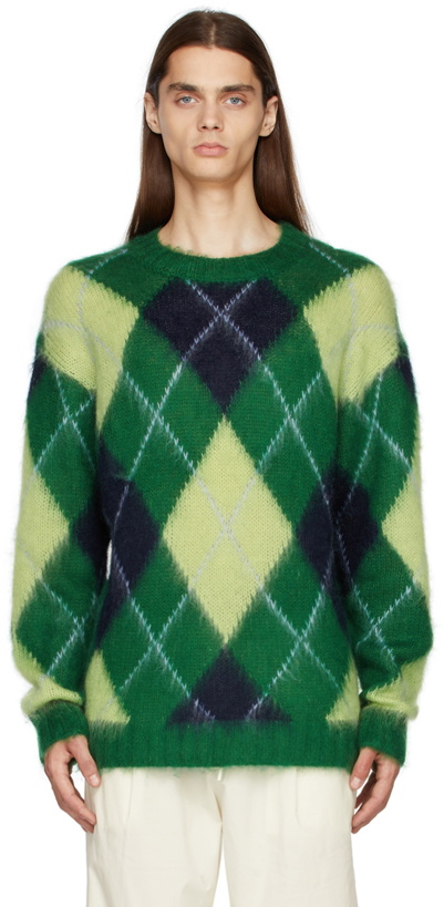 Photo: Kenzo Green Wool Argyle Sweater