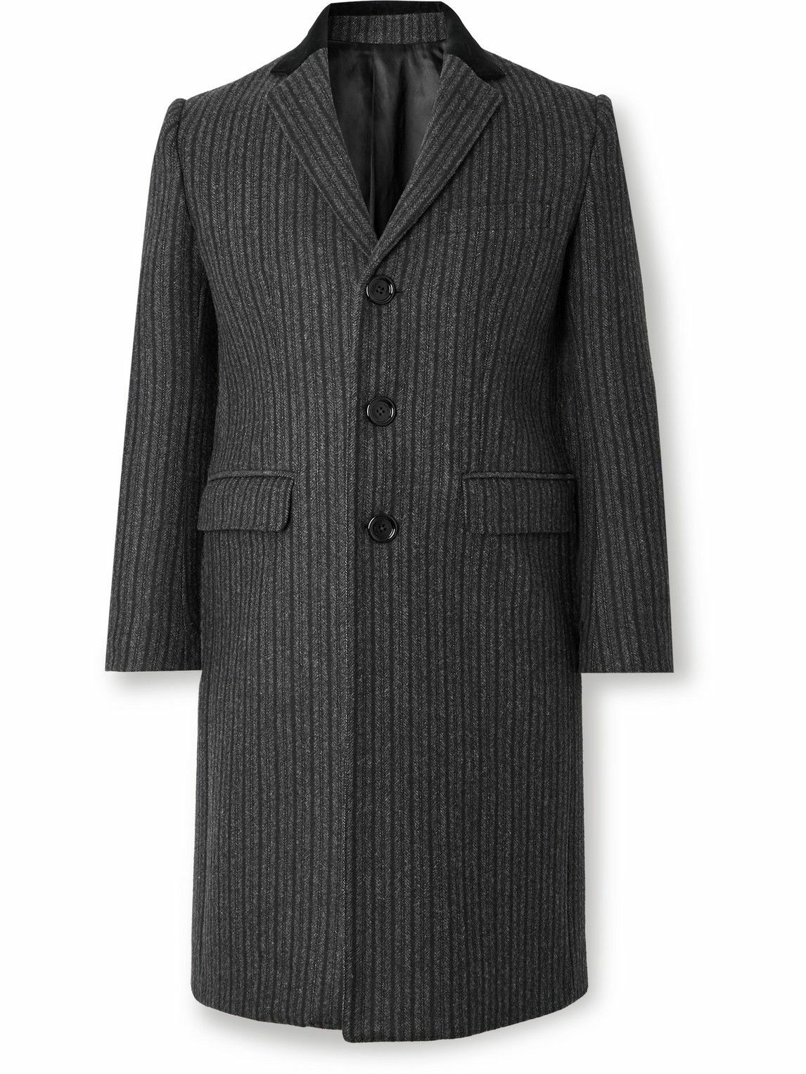 CELINE - Chesterfield Striped Wool Coat - Gray