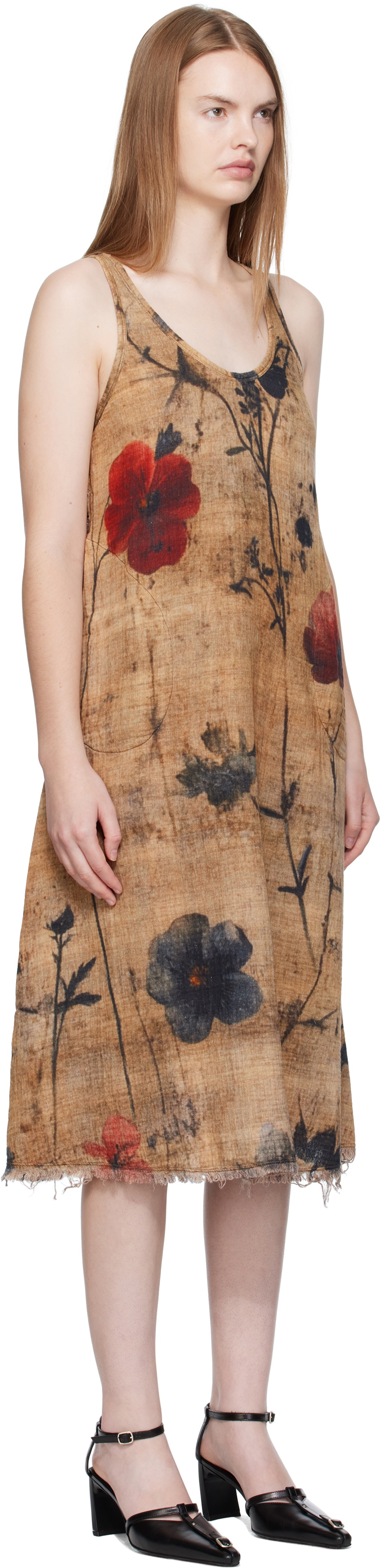 R13 Brown Reversible Tank Midi Dress