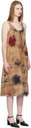 R13 Brown Reversible Tank Midi Dress