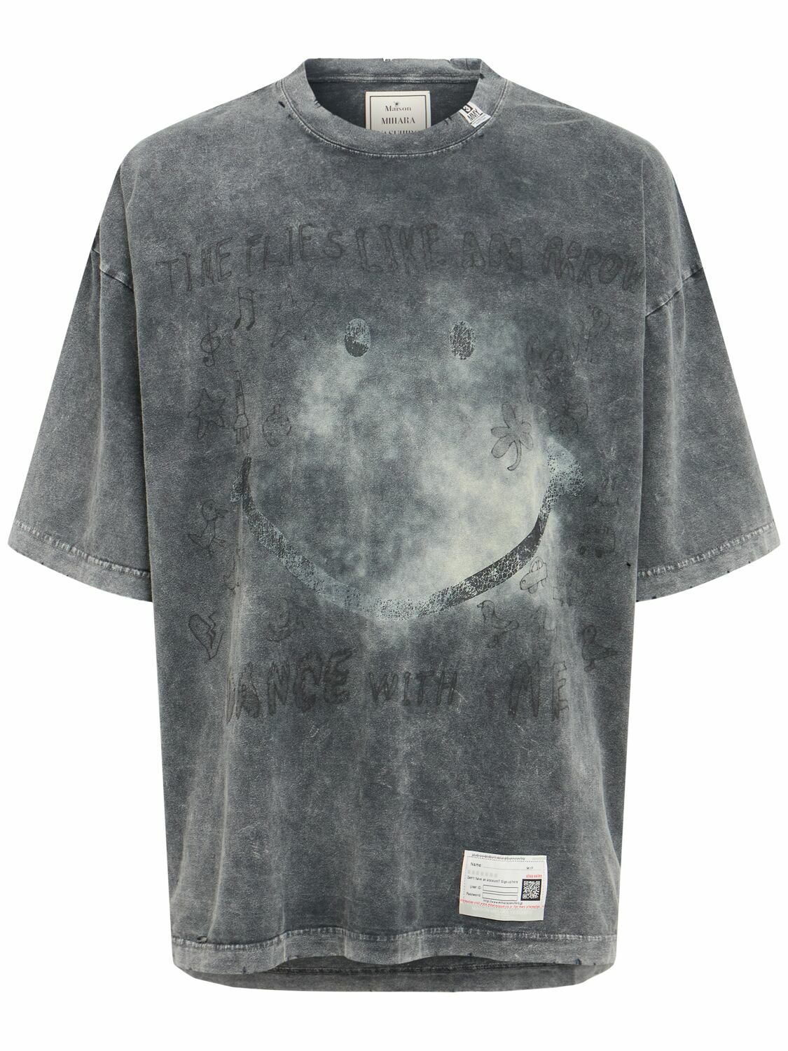 Maison MIHARA YASUHIRO Black Bleached Cat Print Long Sleeve