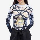 Y/Project Women's Bondage Print Long Sleeve Fitted Top in Blue/Black