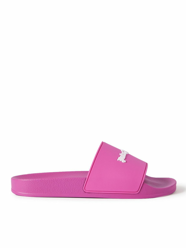 Photo: Palm Angels - Pool Logo-Embossed Rubber Slides - Pink