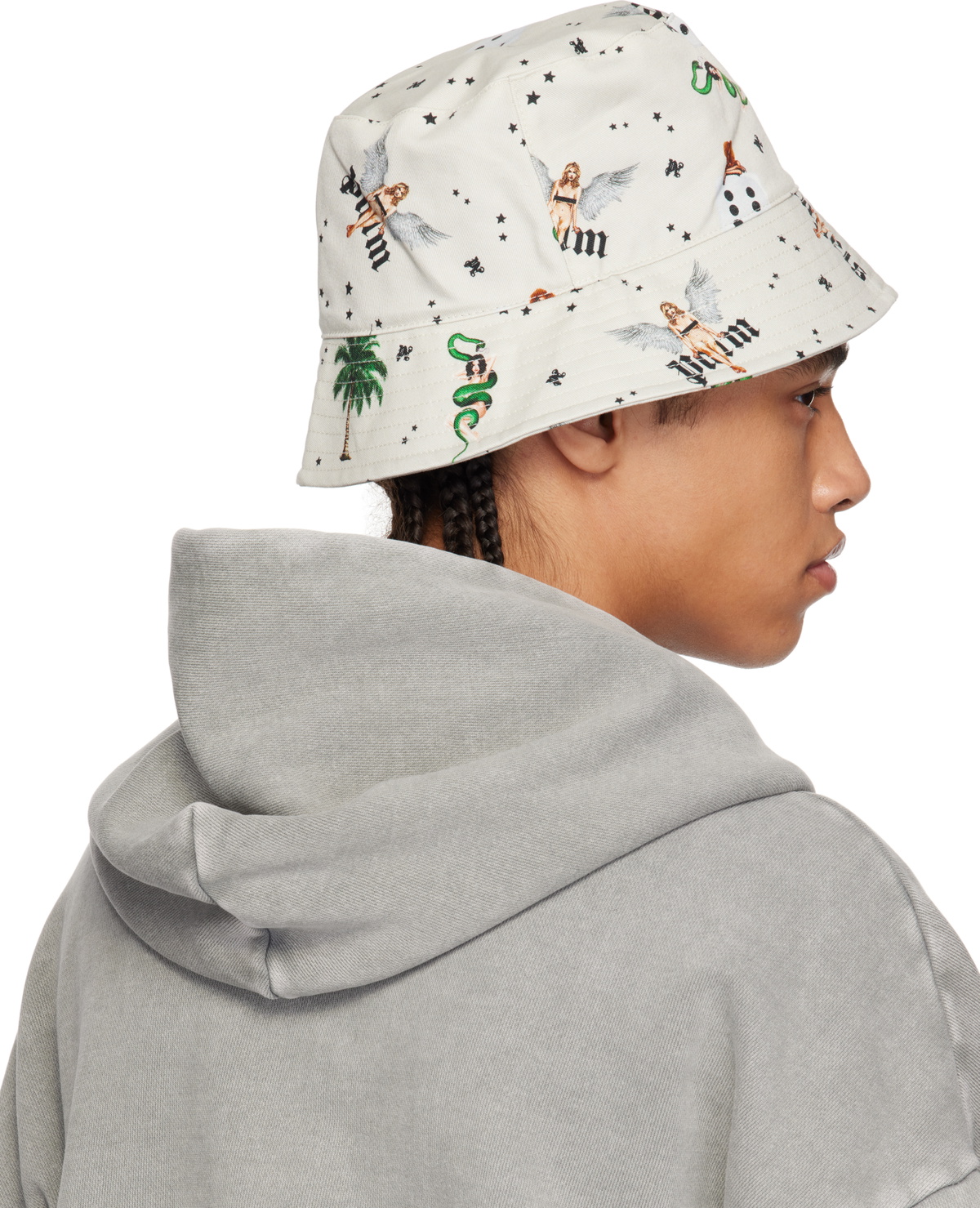 Palm Angels Off-White Pin Up All Over Bucket Hat