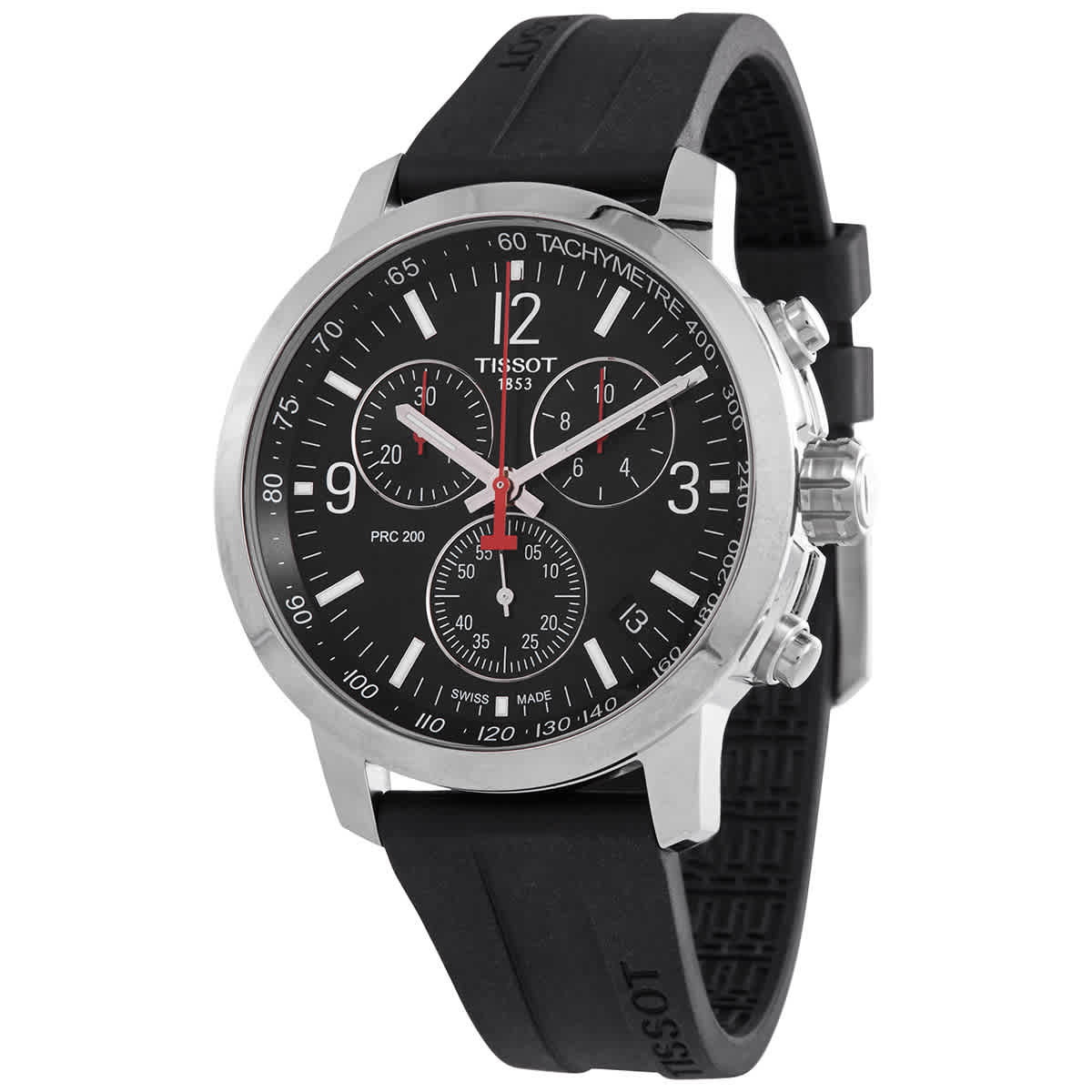 TISSOT PRC 200 ブラック ステンレス Tissot PRC 200 Chronograph Quartz Black Dial Mens Watch T114