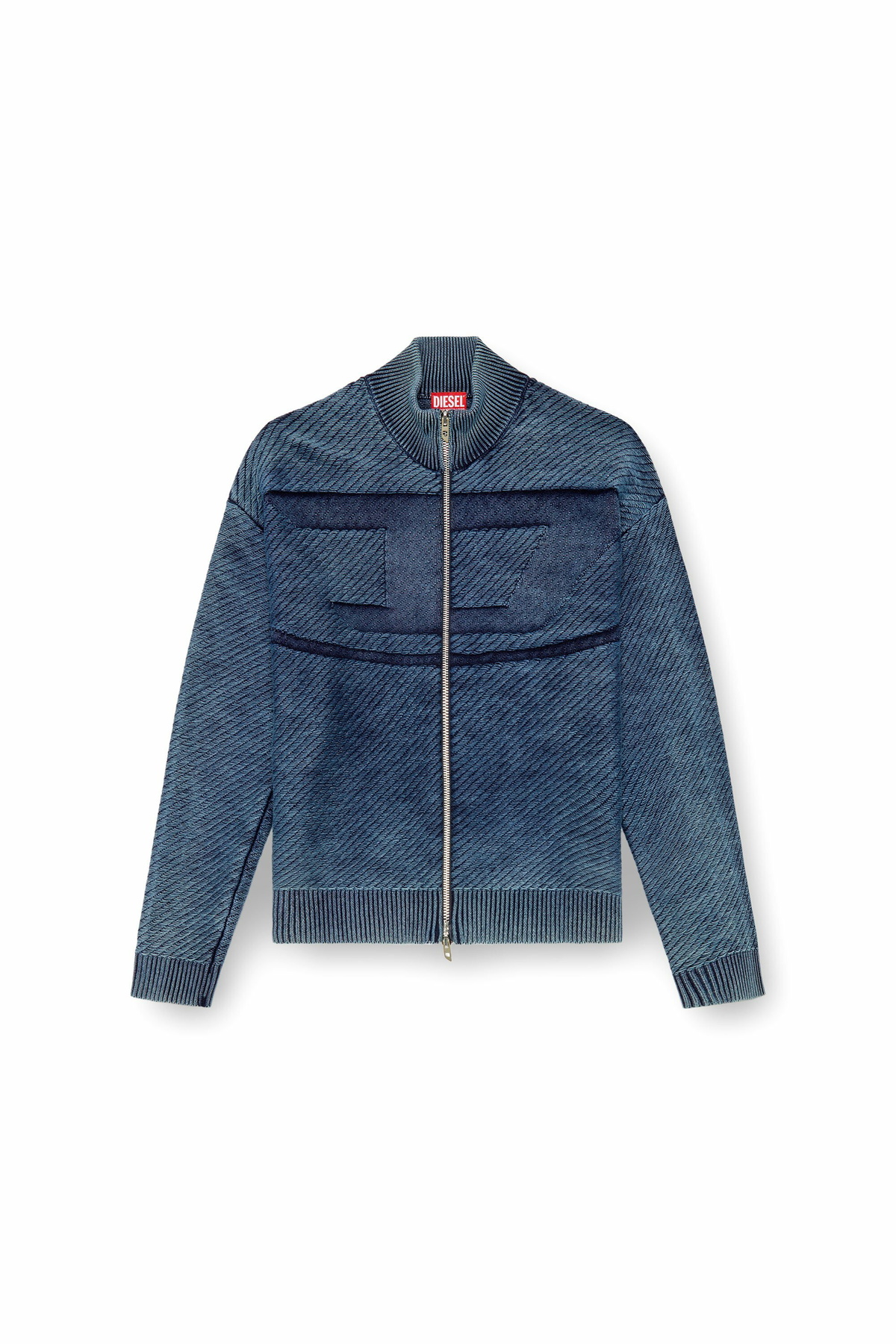 Diesel Denim-effect zip-up cardigan in cotton - Knitwear Mens in