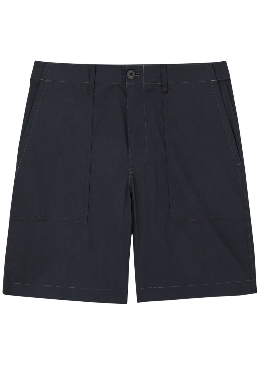 PS Paul Smith Cotton-blend Poplin Shorts Navy