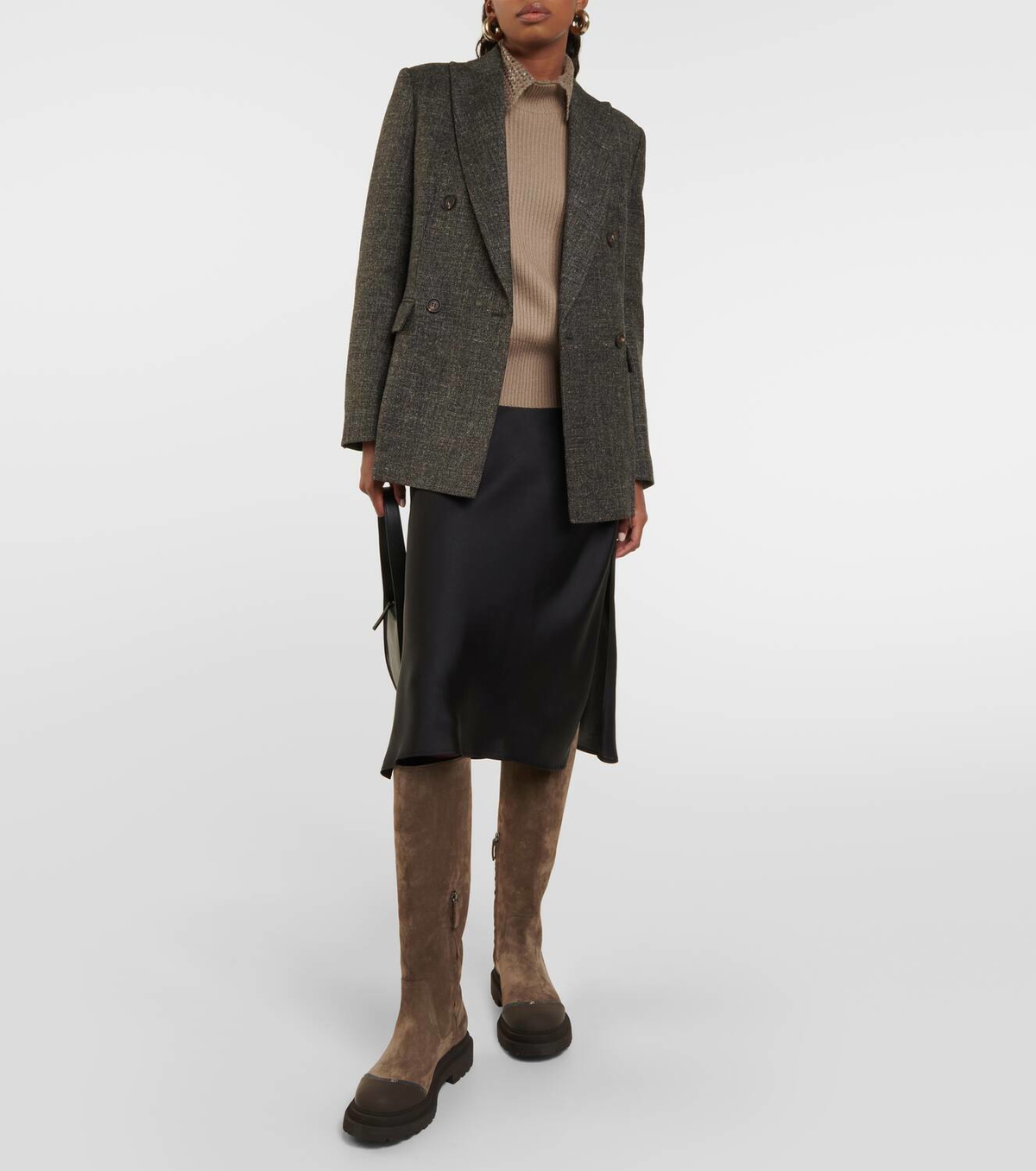 Brunello Cucinelli Embellished suede knee-high boots Brunello Cucinelli Embellished suede knee-high boots