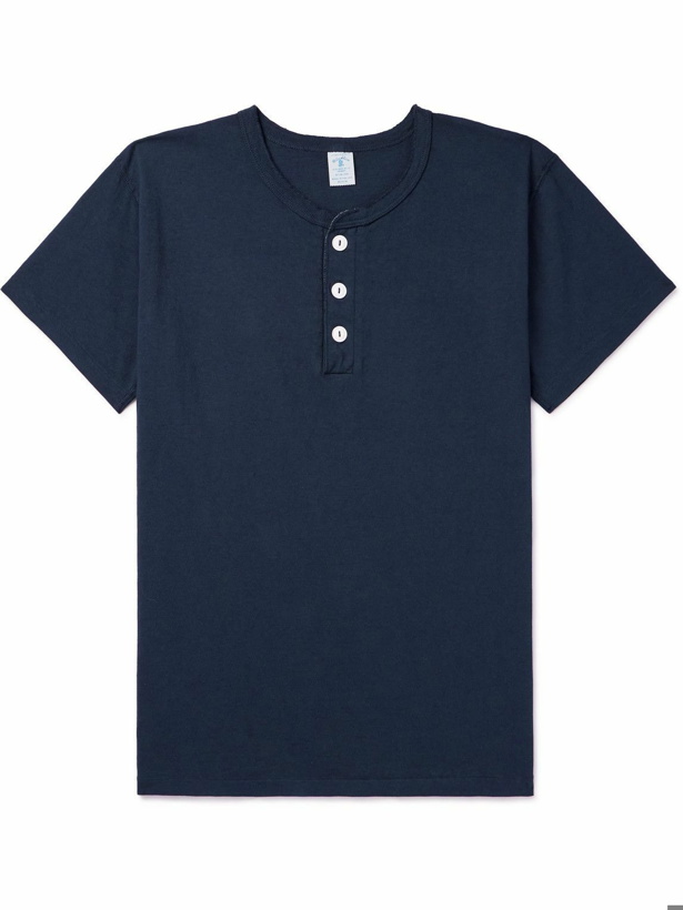 Photo: Velva Sheen - Cotton-Jersey Henley T-Shirt - Blue