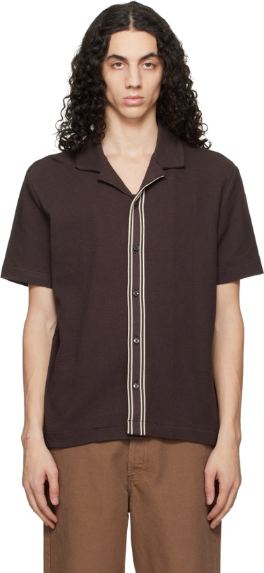 Photo: BOSS Brown Knit Cotton Shirt