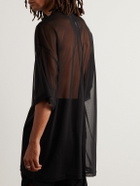Rick Owens - Champion Tommy Oversized Embroidered Recycled-Mesh T-Shirt - Black
