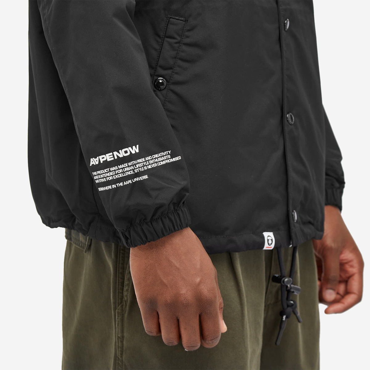 Men's AAPE Nylon Coach Jacket in Black AAPE by A Bathing Ape