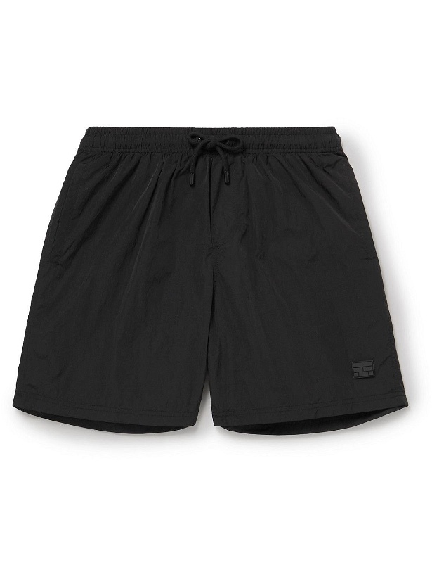 Photo: FRAME - Straight-Leg Short-Length Logo-Appliquéd Swim Shorts - Black
