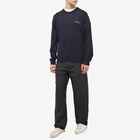 A.P.C. Men's Brian Embroidered Logo Crew Knit in Dark Navy