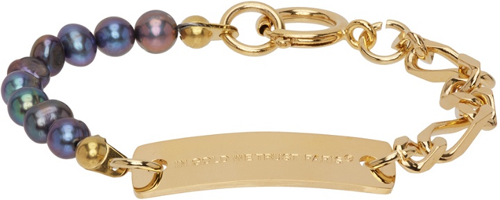 Photo: IN GOLD WE TRUST PARIS SSENSE Exclusive Gold Thin Figaro Pearl Bracelet